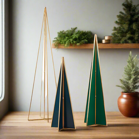 Christmas Glass Trees Decor (Set of 3)