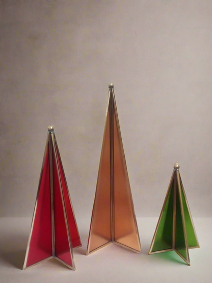 Christmas Glass Trees Decor (Set of 3)