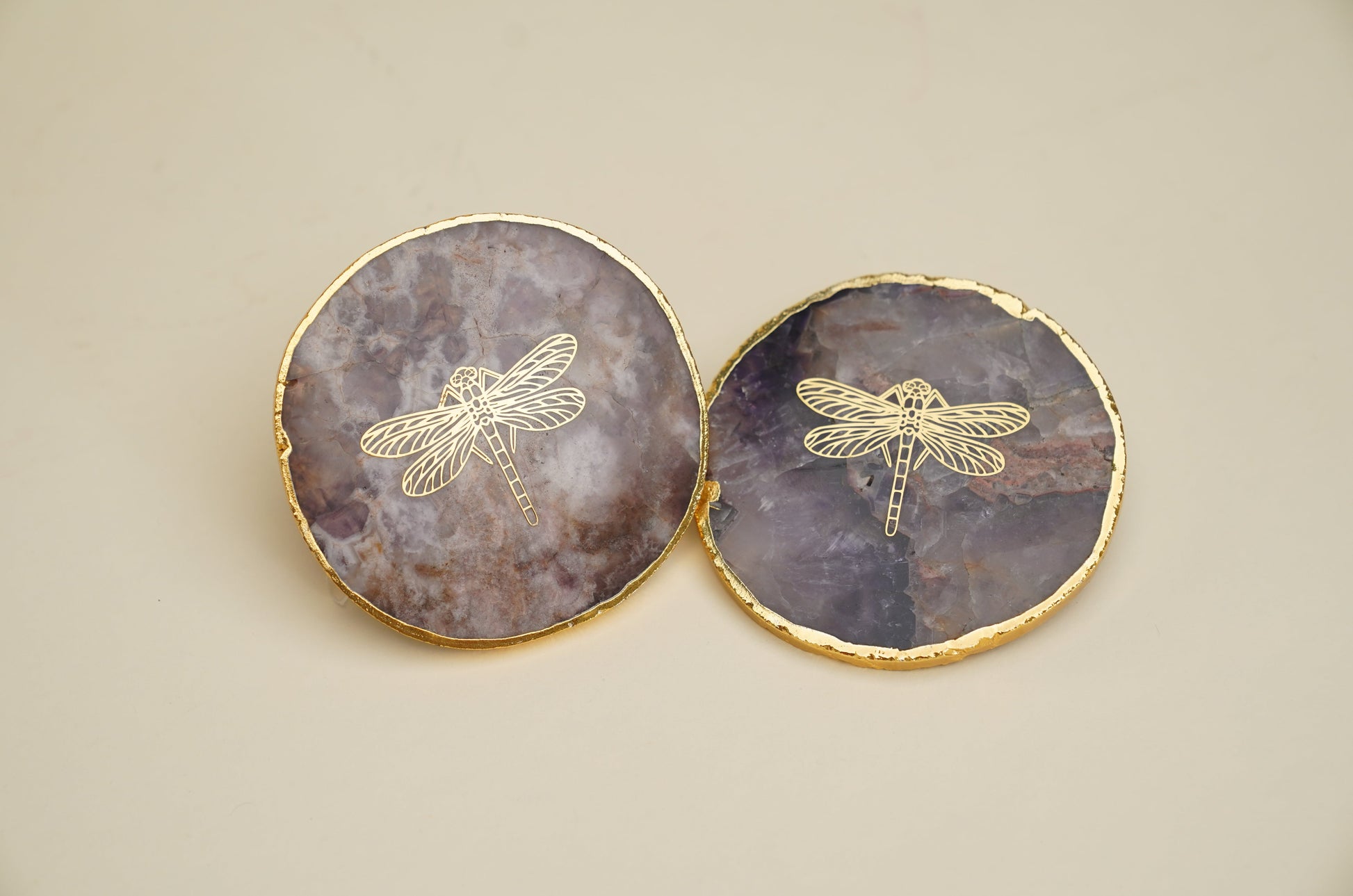 Dragonfly Amethyst coaster (Set of 2)