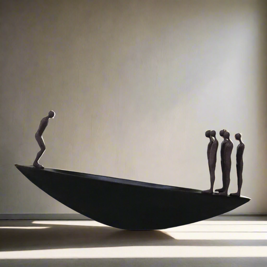 Savious Boat Men Sculpture For Courtyard