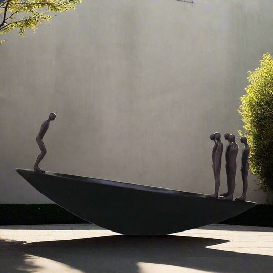 Savious Boat Men Sculpture For Courtyard