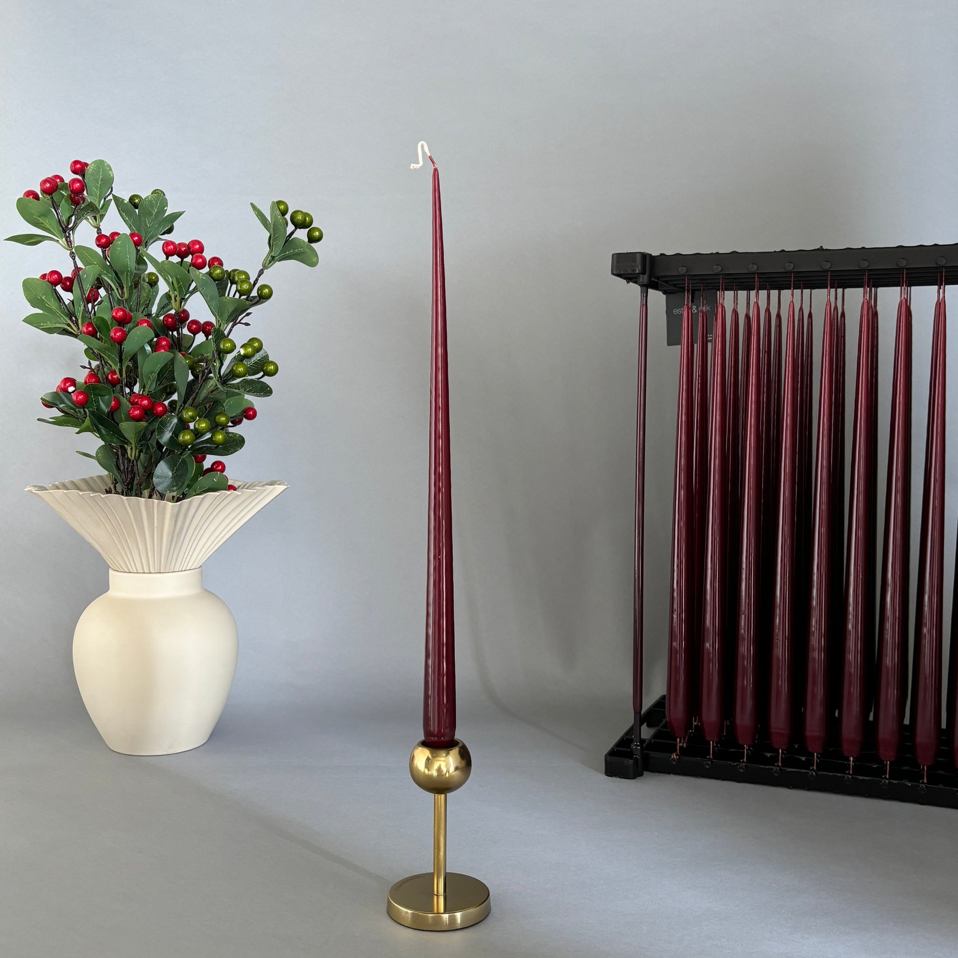 Maroon Lacquer Taper Candle (42 cm)