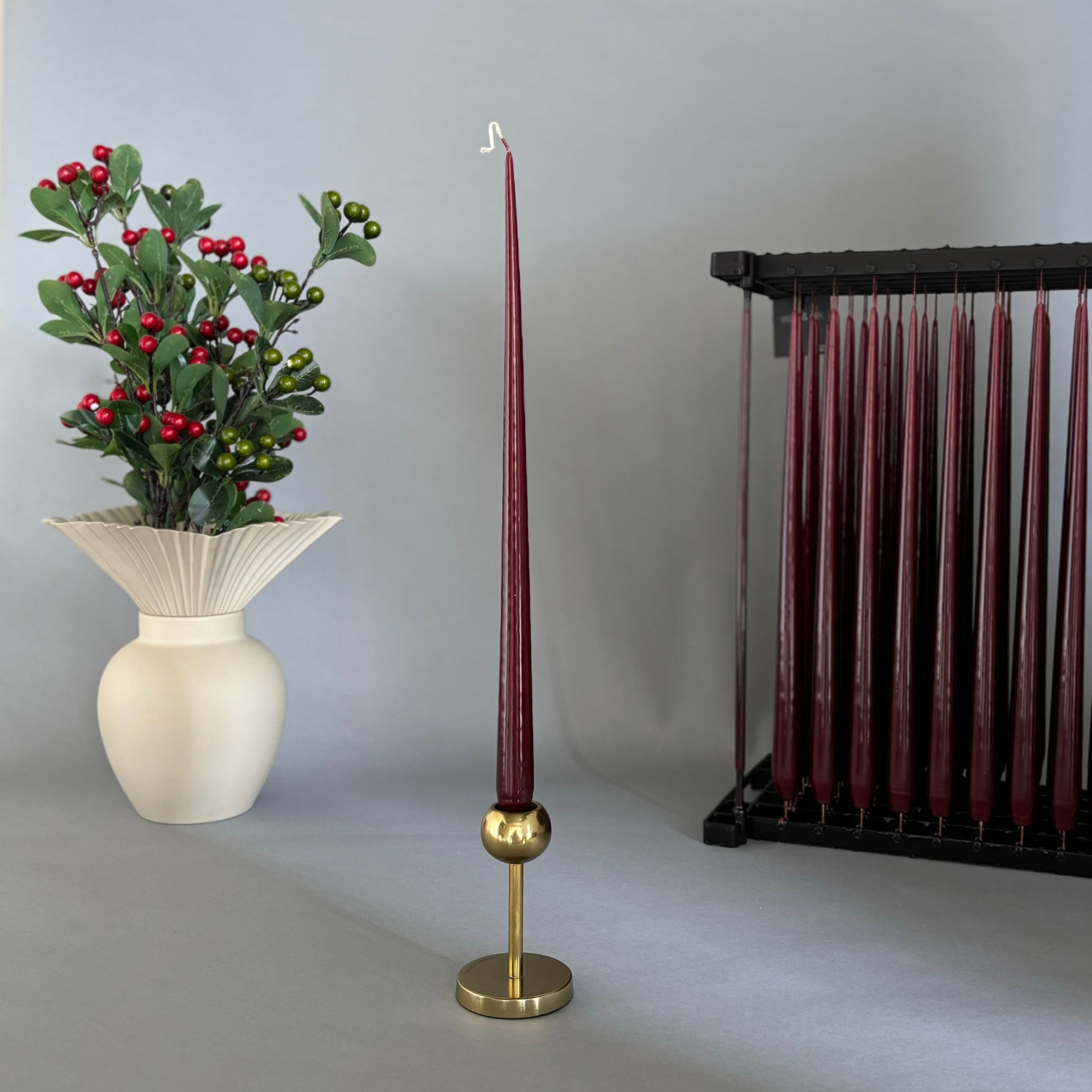 Maroon Lacquer Taper Candle (42 cm)