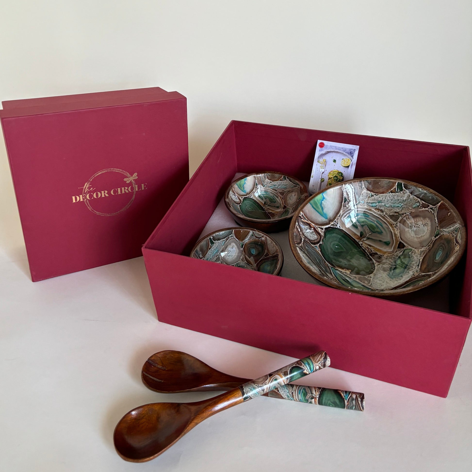 Agate Wooden Salad Bowl Gift hamper