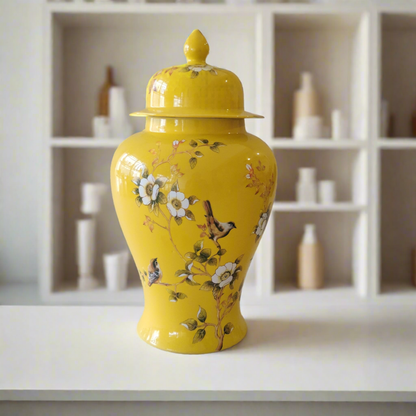 Yellow Porcelain Decorative Jar (Small)