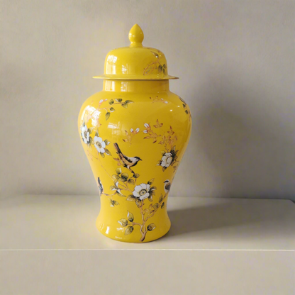 Decorative Yellow Porcelain Jar (Large)