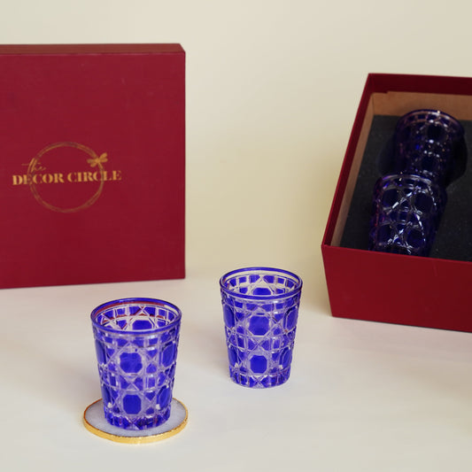 Blue Diamond Cut Glass Gift box (set of 4)