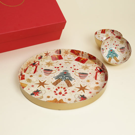 Christmas Tray with Bowls Gift Box