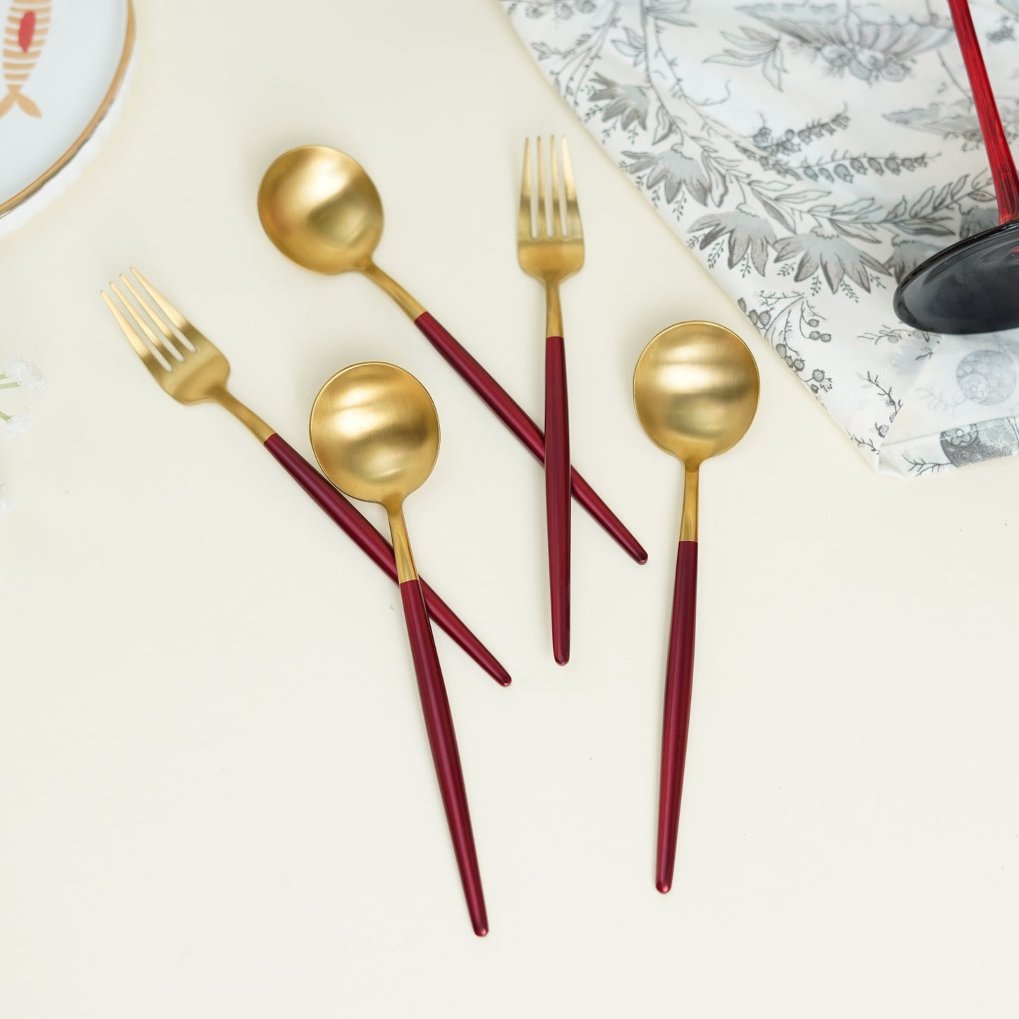 Nordic Red Gold Starter Cutlery Set (Set of 12)