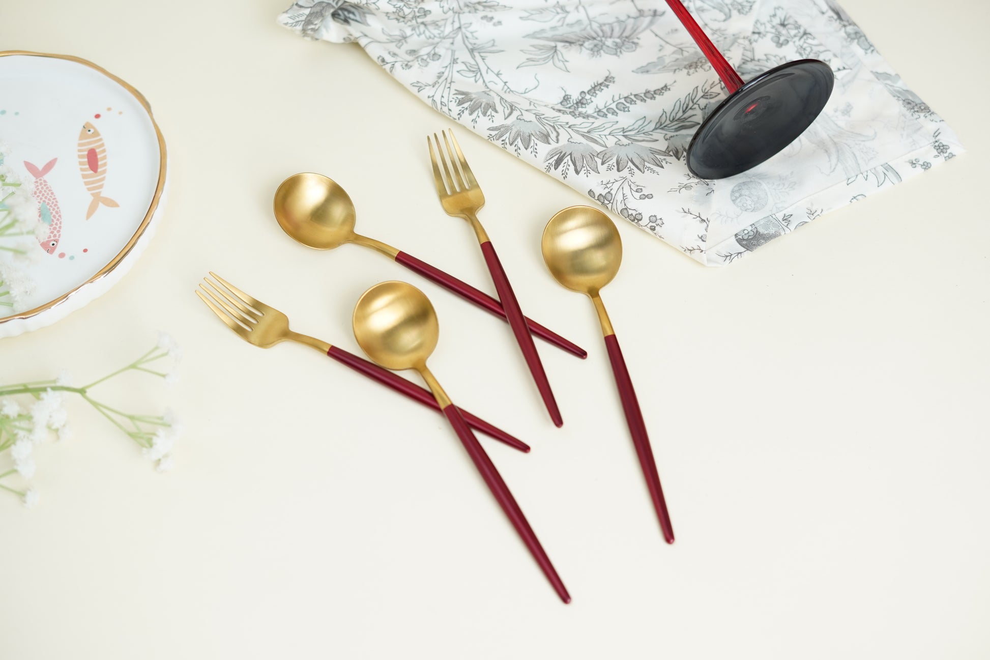 Nordic Red Gold Starter Cutlery Set (Set of 12)