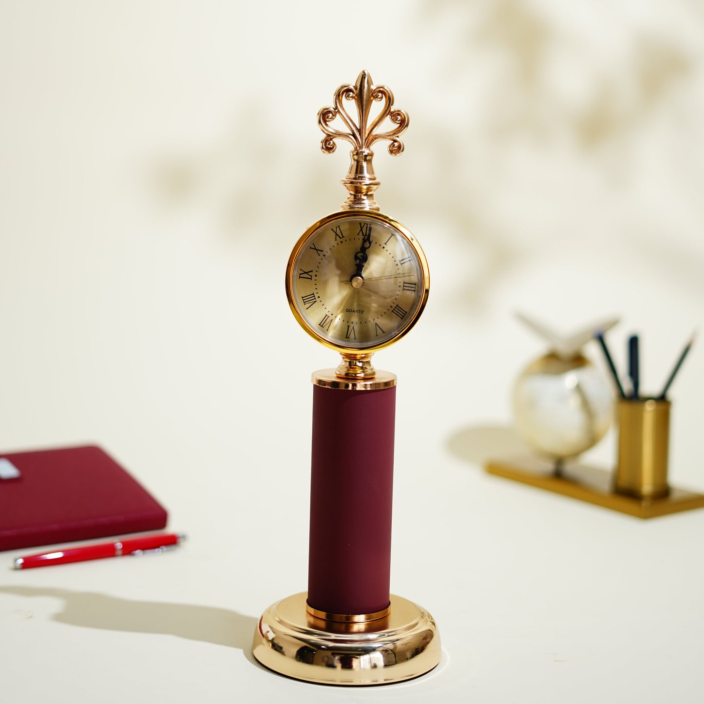 Tempus Leather Table clock (Maroon) for corporate gifting