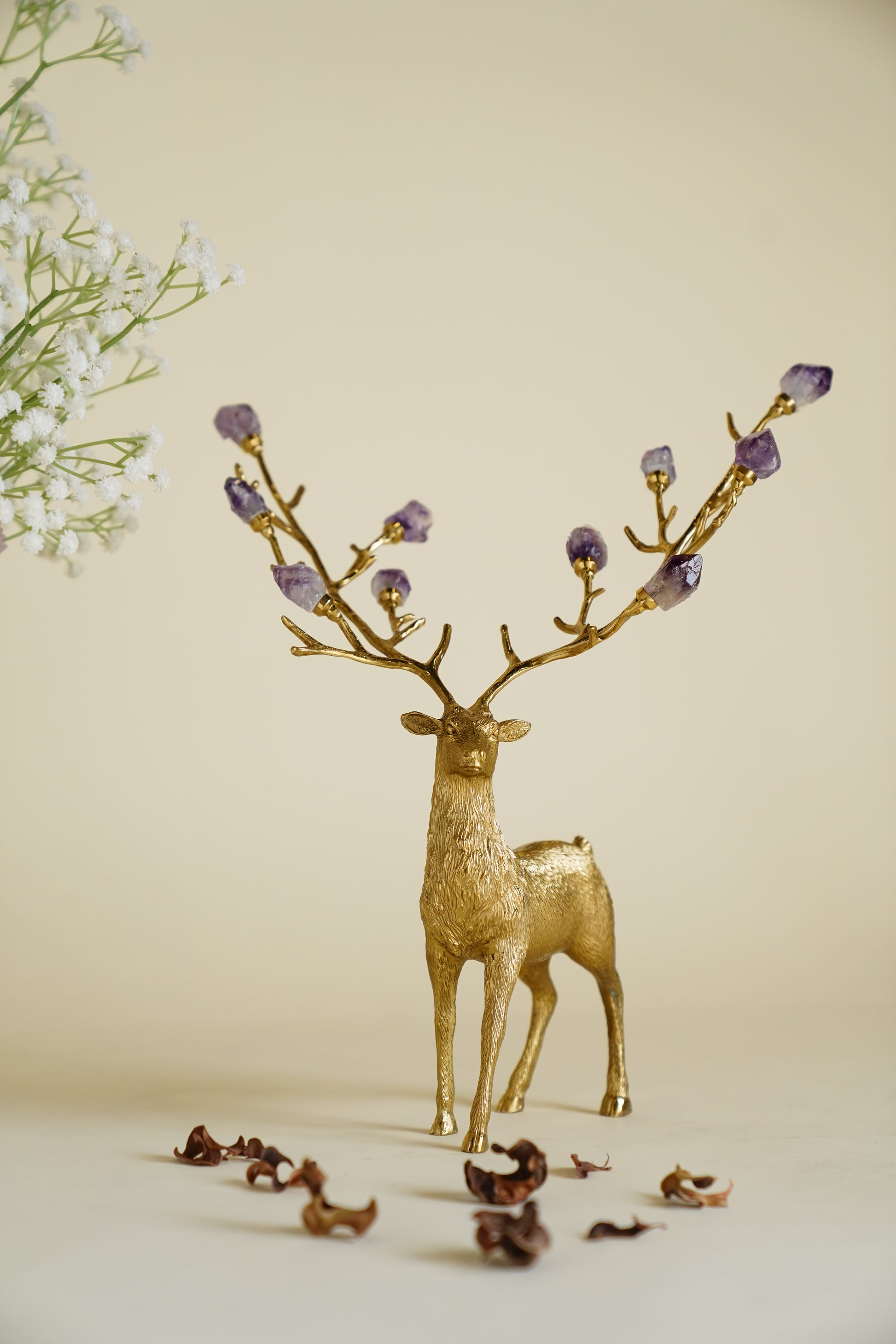 Saltus Deer Crystal Brass Sculpture (Large)