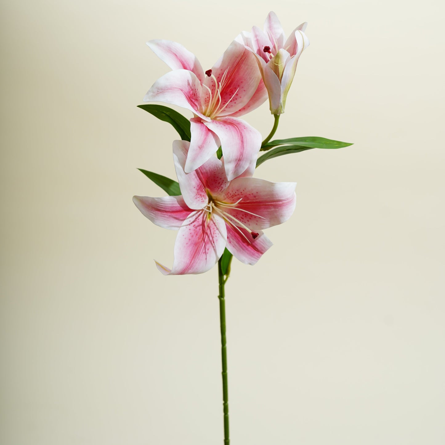 Light & Dark Pink Oriental Lily Artificial Flower Stem