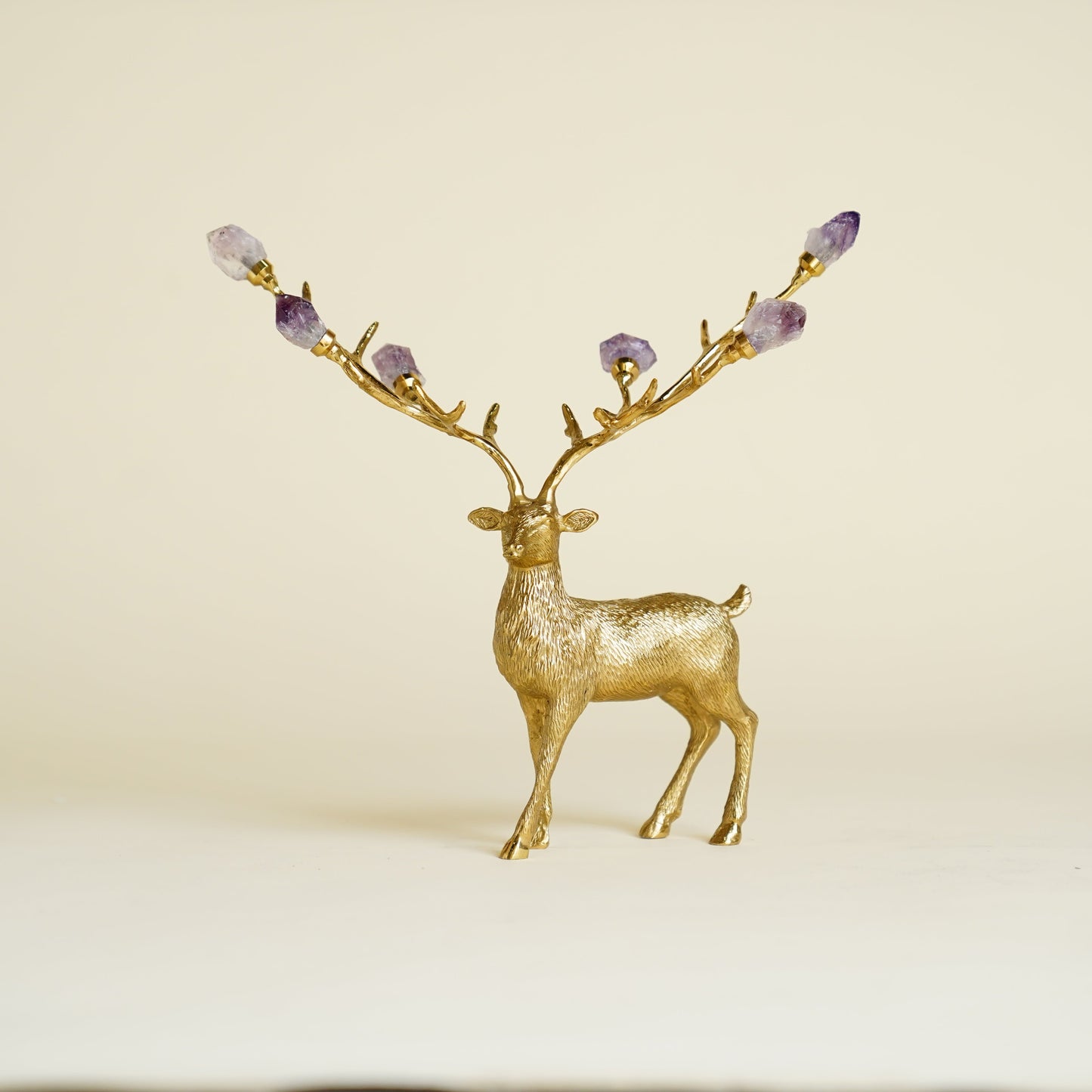 Saltus Deer Amethyst Brass Sculpture (Small)