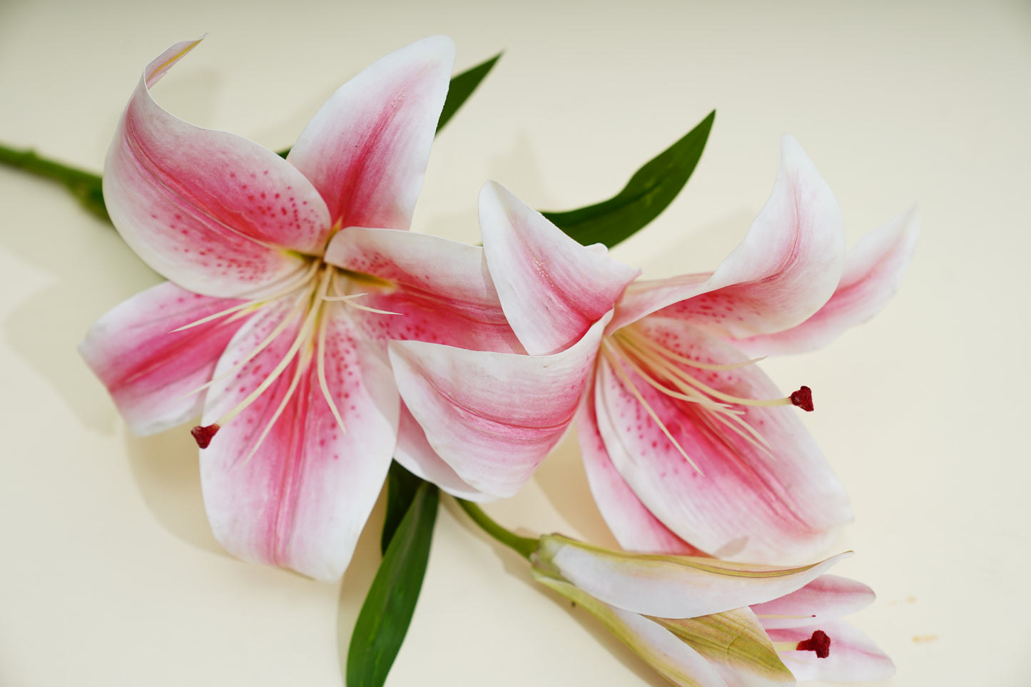 Light & Dark Pink Oriental Lily Artificial Flower Stem