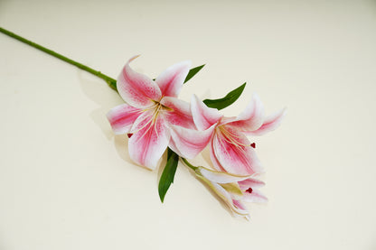 Light & Dark Pink Oriental Lily Artificial Flower Stem