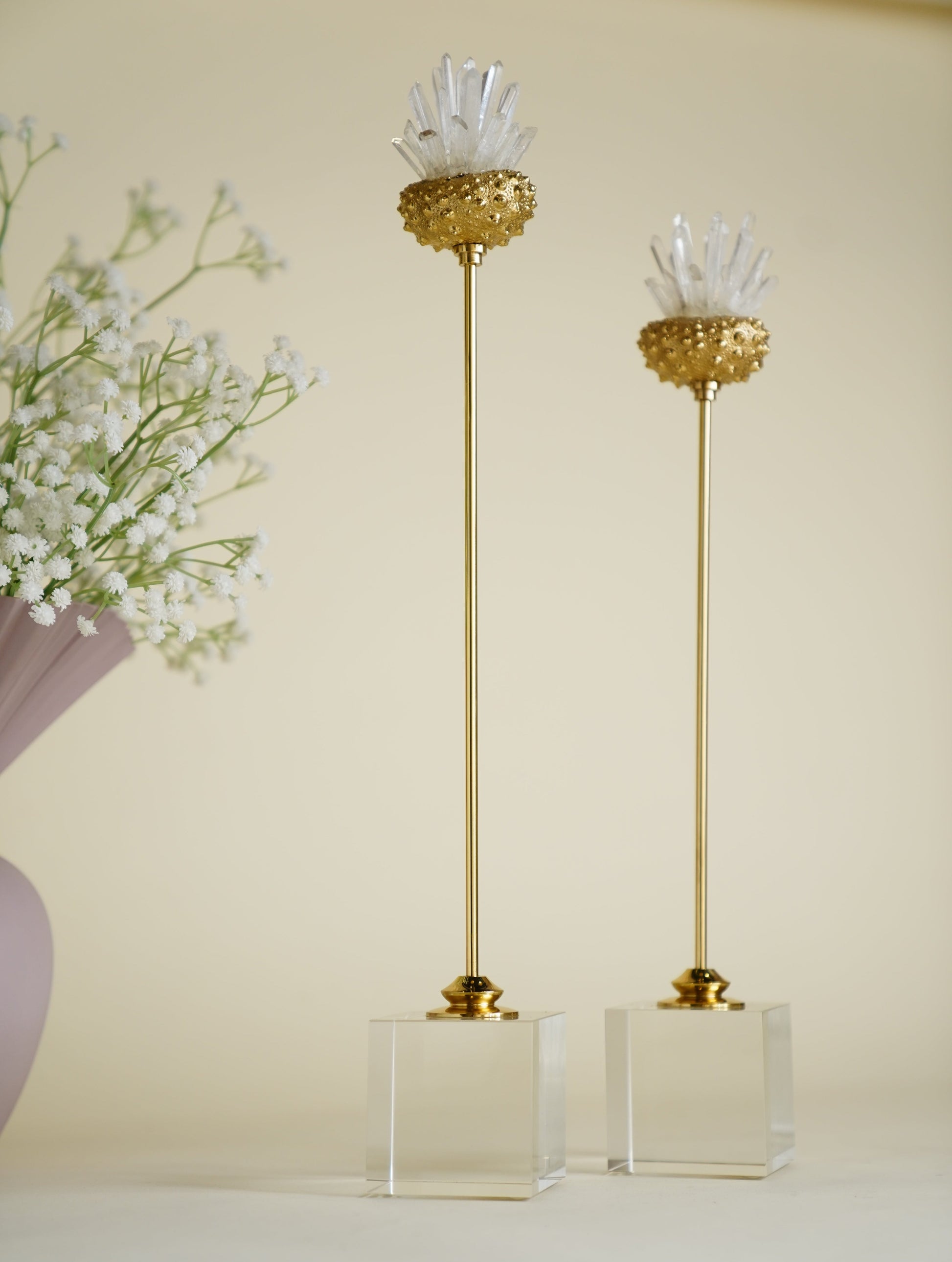 Virent Crystal Brass Centerpieces (Set of 2)