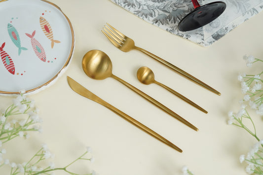 Nordic Gold Dinner Cutlery Set (Set of 24 pieces)