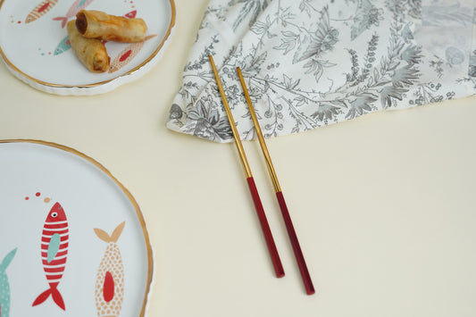 Nordic Stainless Steel Red Gold Chopsticks