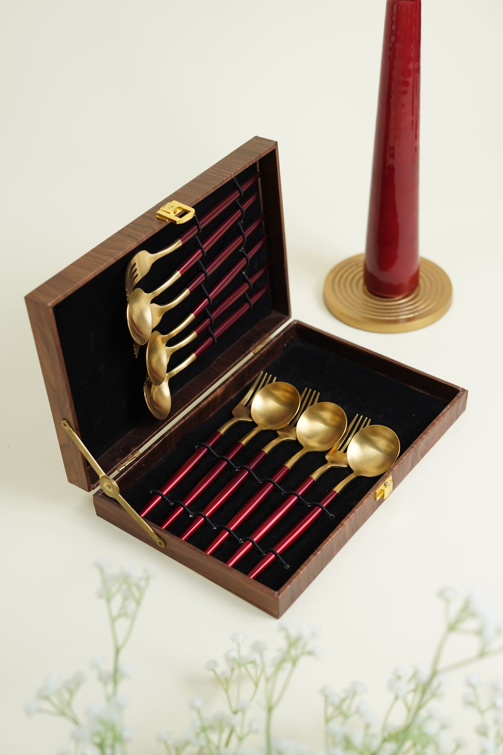 Nordic Red Gold Starter Cutlery Set (Set of 12)