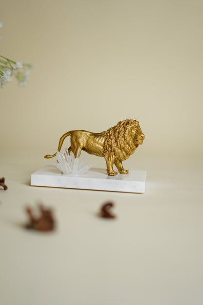 Augustus Crystal Brass Lion Sculpture