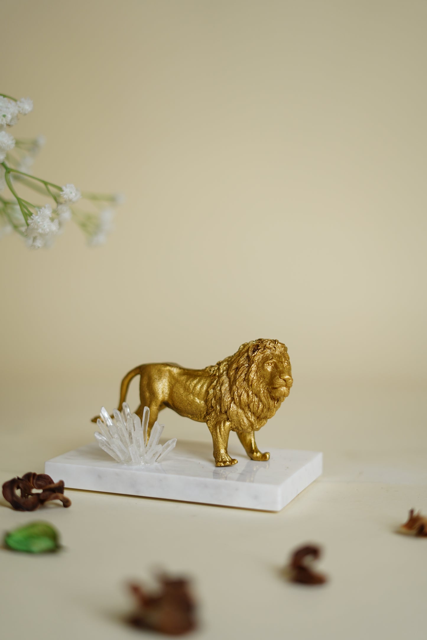 Augustus Crystal Brass Lion Sculpture