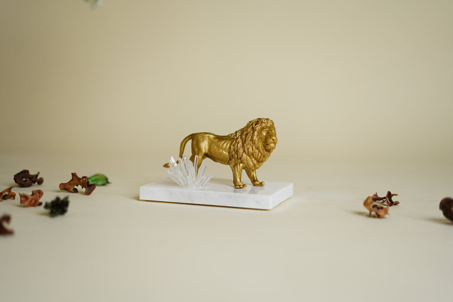 Augustus Crystal Brass Lion Sculpture