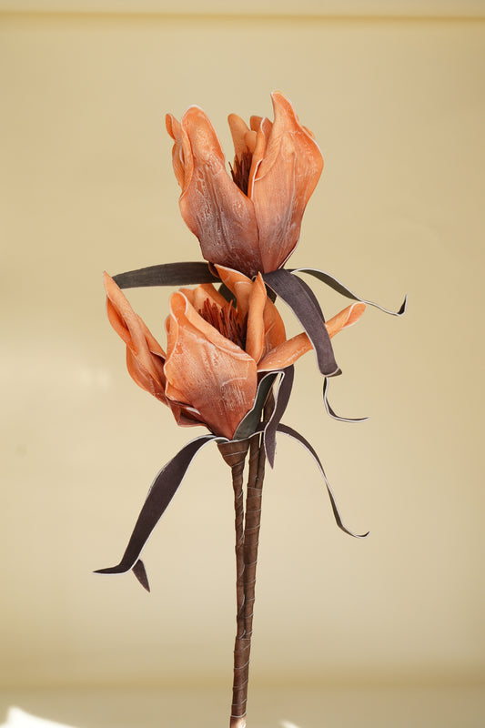 Orange Magnolia Artificial Flower Stem