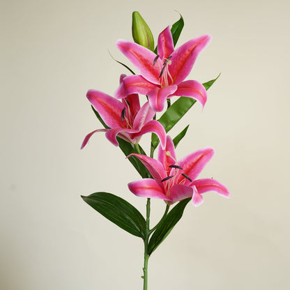 Bright Pink Oriental Lily Artificial Flower Stem