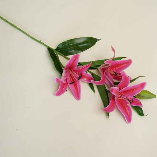 Bright Pink Oriental Lily Artificial Flower Stem