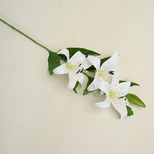 White Oriental Lily Artificial Flower Stem
