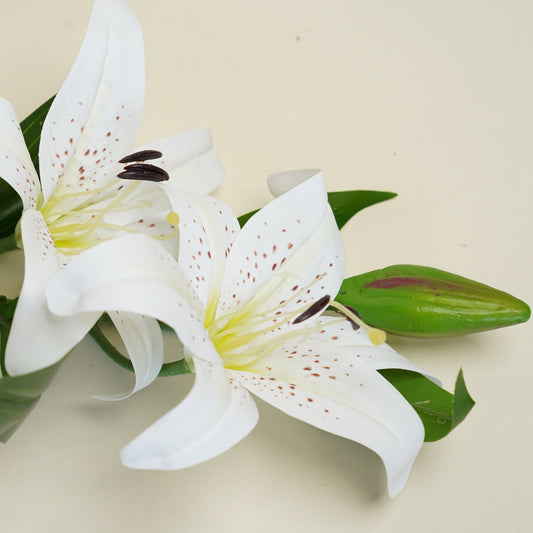 White Oriental Lily Artificial Flower Stem