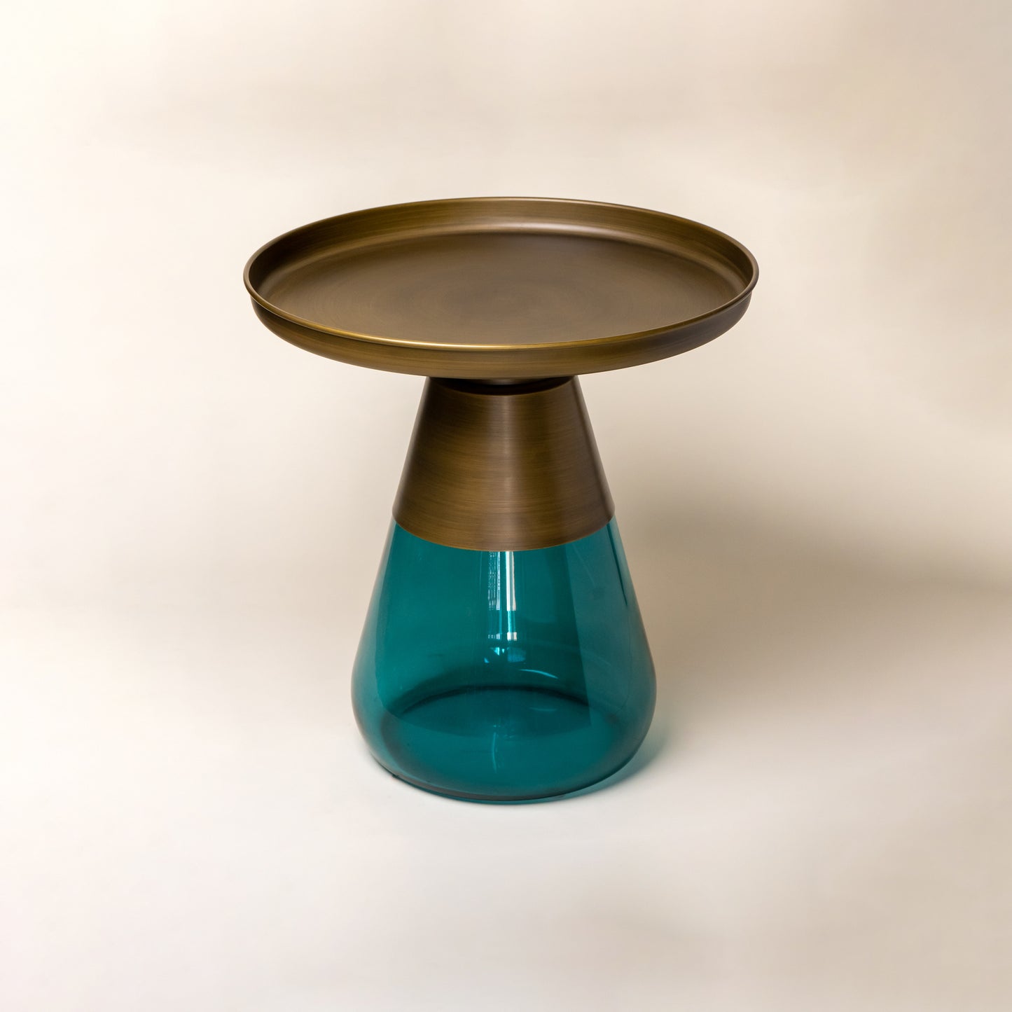 Speculo Teal Blue Glass Side Table (20 Inches)