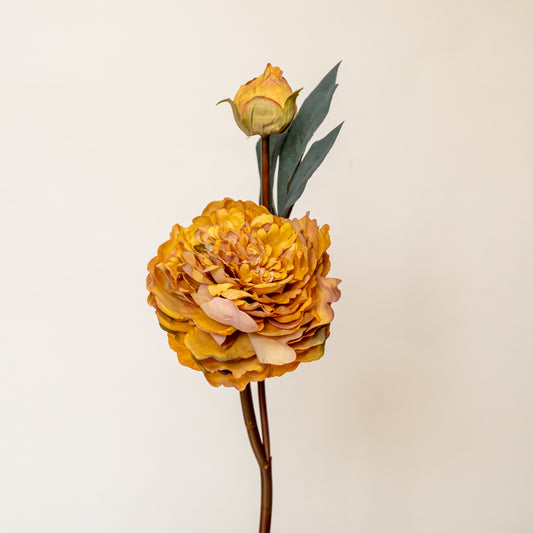 Caramel Blush Peony Artificial Faux Flower Stem