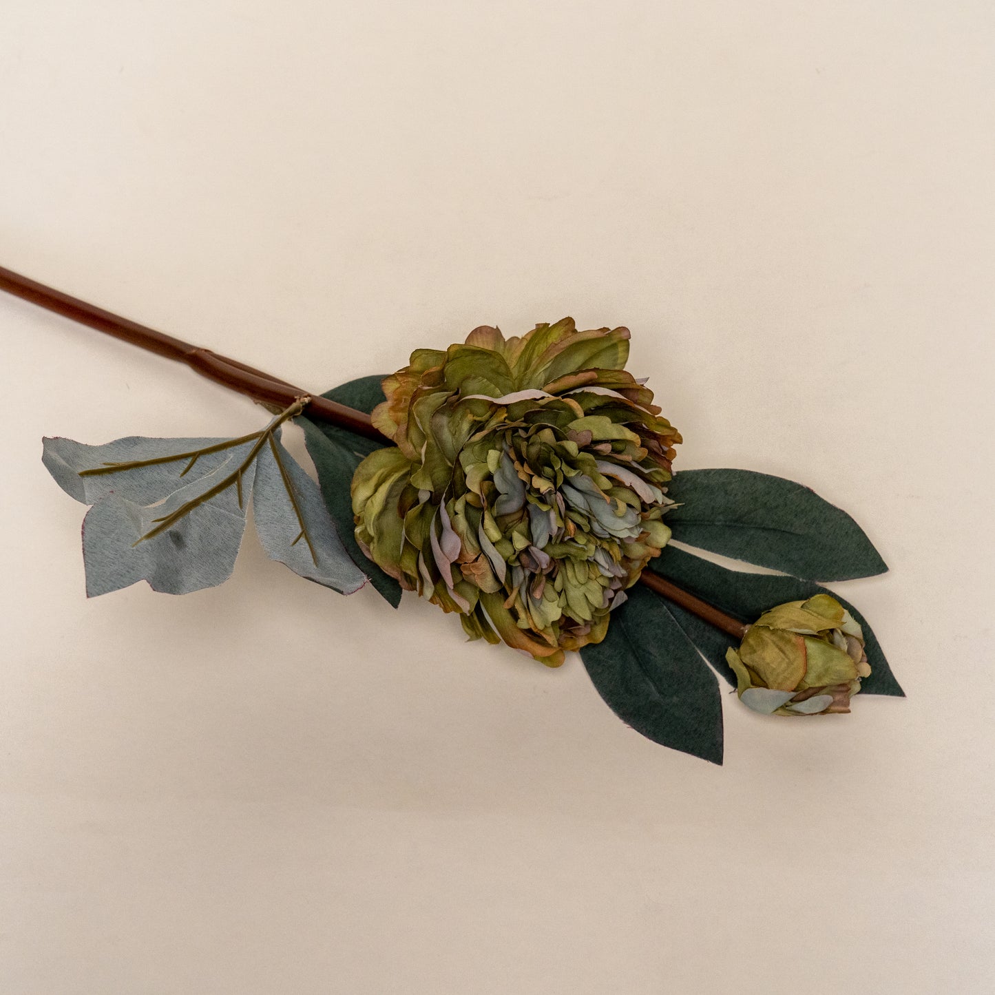 Olive Green Peony Artificial Faux Flower Stem