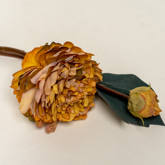 Caramel Blush Peony Artificial Faux Flower Stem