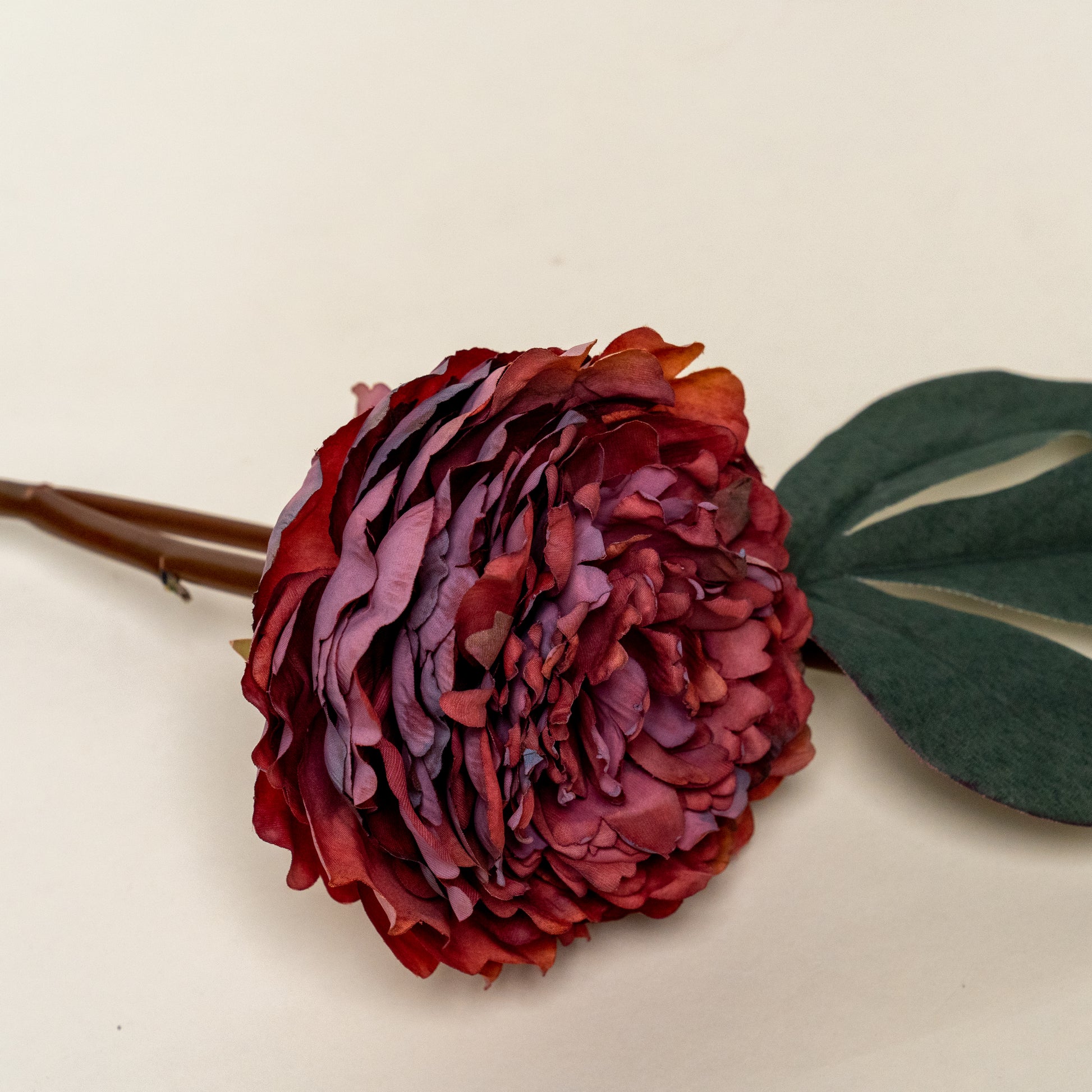 Wine Peony Artificial Faux Flower Stem