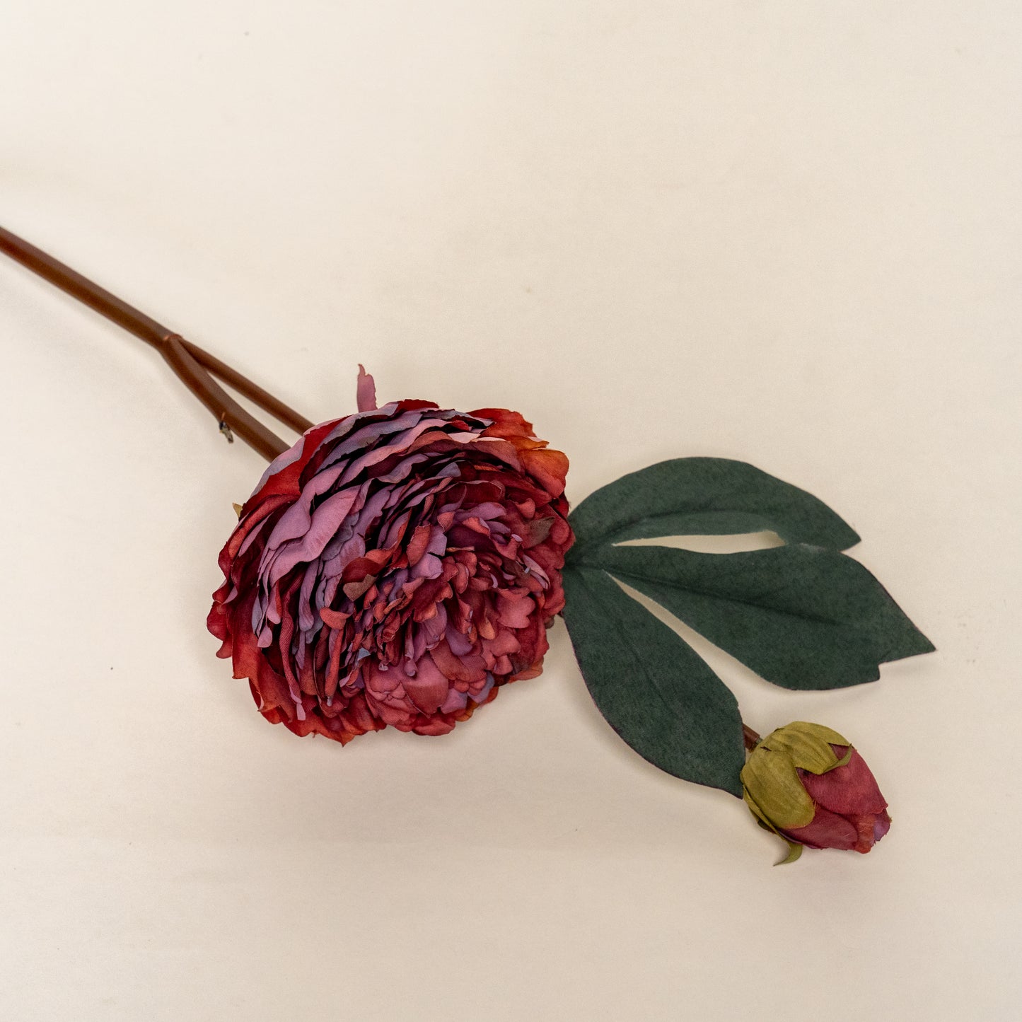 Wine Peony Artificial Faux Flower Stem