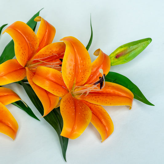 Bright Orange Oriental Lily Artificial Flower Stem