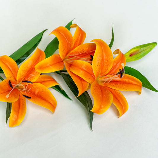Bright Orange Oriental Lily Artificial Flower Stem