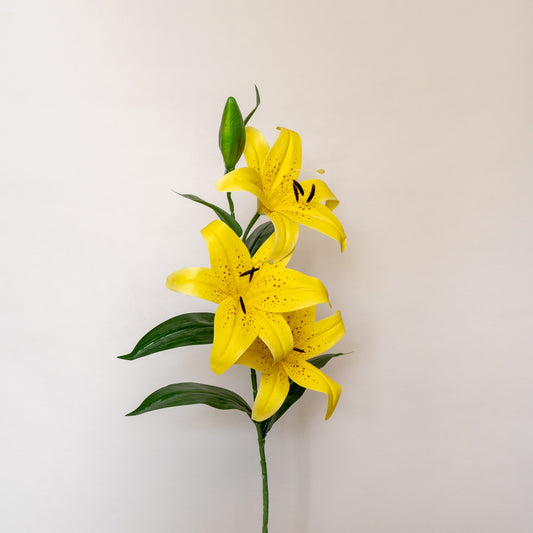 Bright Yellow Oriental Lily Artificial Flower Stem