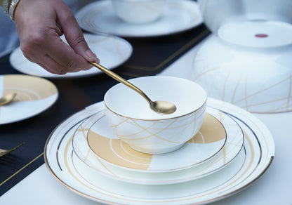 Corporate Bonechina Gold Dinner Set (Set of 27 pcs)