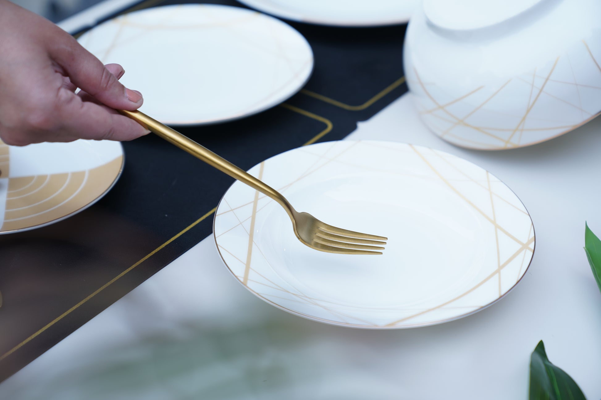 White Gold Bone China pasta bowl