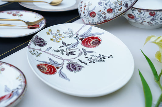 Red marigold Bone china Oval platter