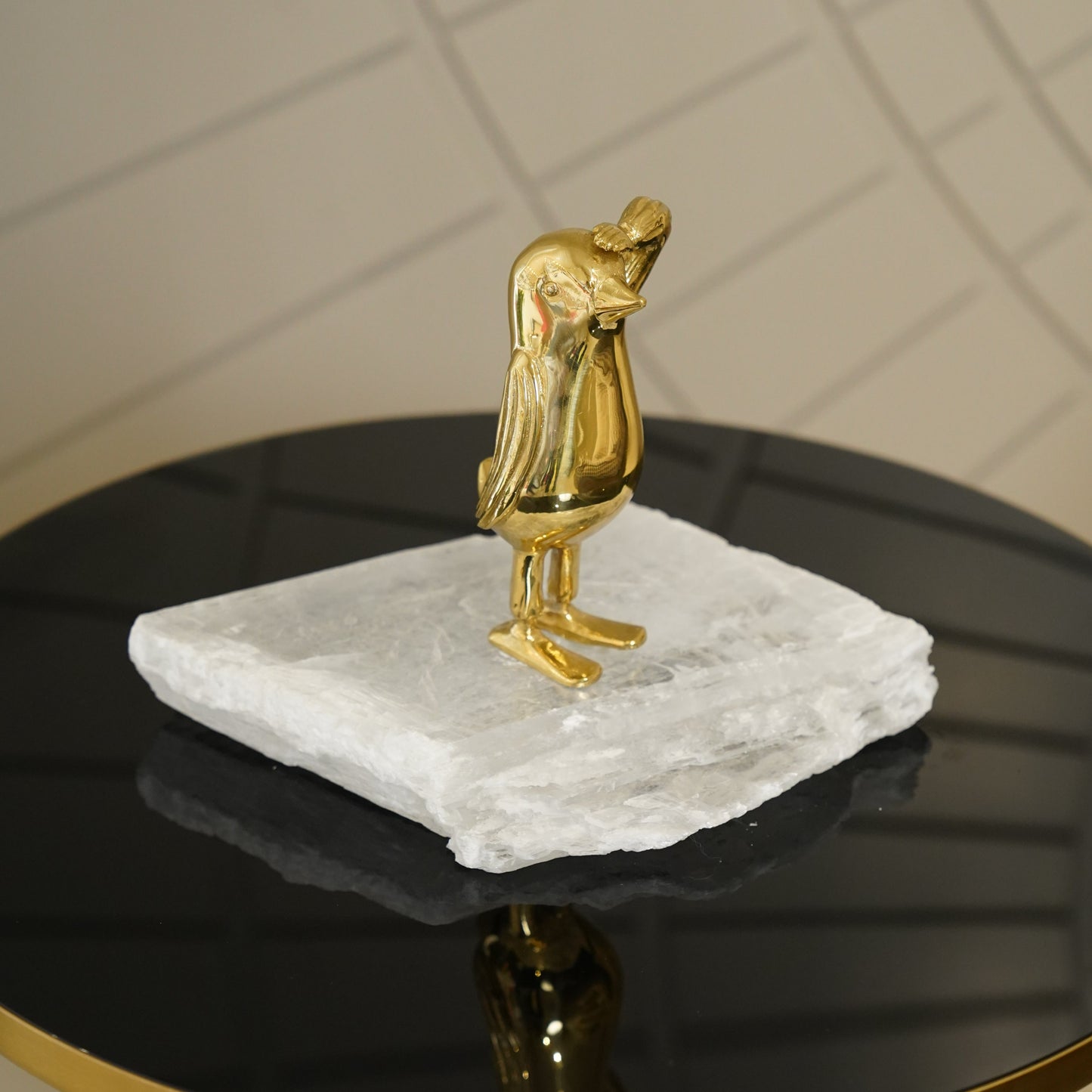 Elysian Bird Crystal Brass Statue