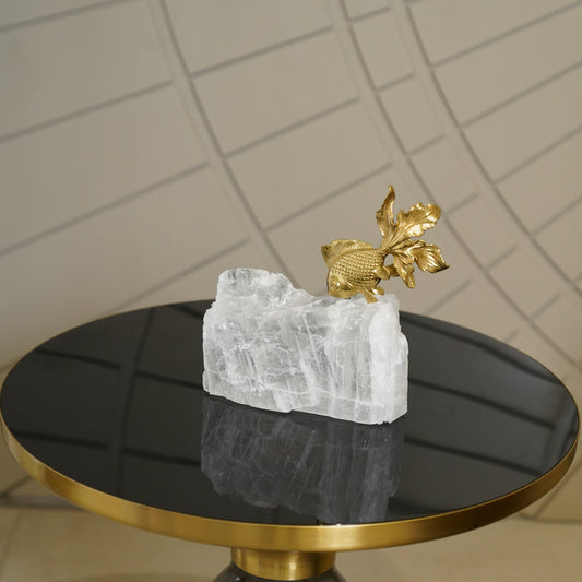 Ammil Fish Crystal Brass Sculptures