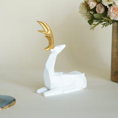 Apricus Elegant White Deer Sculpture