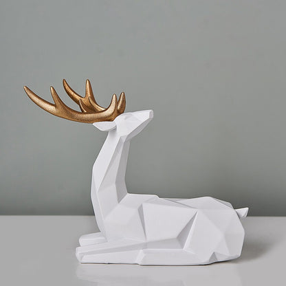 Apricus Elegant White Deer Sculpture