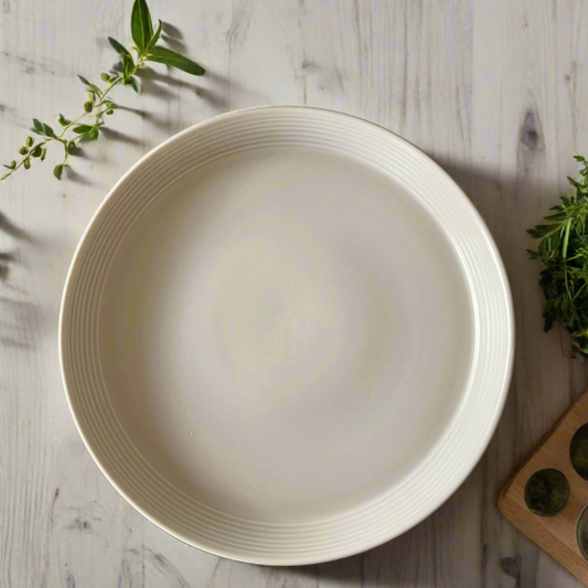 Elysian White Ceramic Dinner Plate