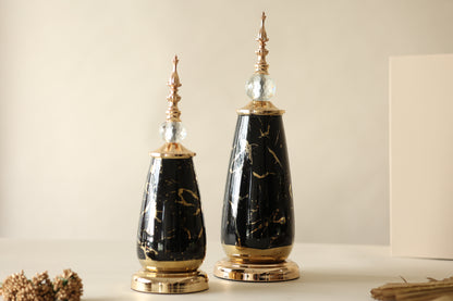 Gold Black Antique Decor Showpiece (Set of 2)